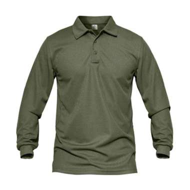 Jemssky - Kaos Polo Shirt Polo Kerah Polos Lengan Panjang Polo Pria Army L