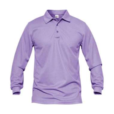Jemssky - Kaos Polo Shirt Polo Kerah Polos Lengan Panjang Polo Pria Lilac L