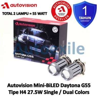 Autovision Mini BiLED Daytona G55 H4 Single / Dual Color Putih 6000K Kuning 2800K Lensa Projector Pr