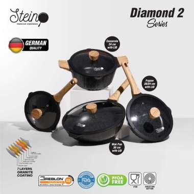 Stein Cookware Paket Diamond Panci Set Granite Series Steincookware Black Onyx
