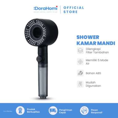 DORAHOMI - Shower Kamar mandi Satu Set Selang 5 mode Semburan Anti Karat Shower Hitam
