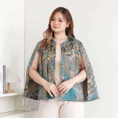 C2W XXL Blazer Outer Batik Wanita All Size Satin Women's Clothes Elegant BIG SIZE 651-SBN Green