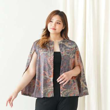 C2W XXL Blazer Outer Batik Wanita All Size Satin Women's Clothes Elegant BIG SIZE 651-SBN Navy
