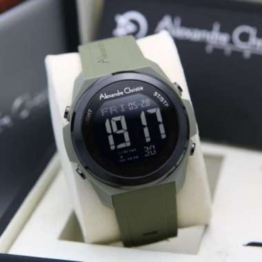 JAM TANGAN ALEXANDRE CHRISTIE AC 9342 AC9342 BLACK GREEN DIGITAL ORI
