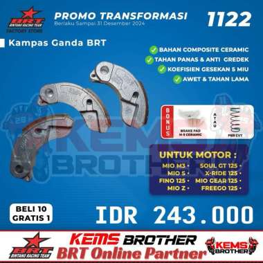 Kampas Ganda BRT dengan Bonus Brake Pad H-5 Ceramic - Original BRT untuk Mio M3, Mio S, Mio SoulGT 1