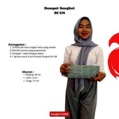 Songket Pash - Dompet Songket 26 Cm Khas Palembang Berbagai Macam Motif Dan Warna - Songket Pash Bir