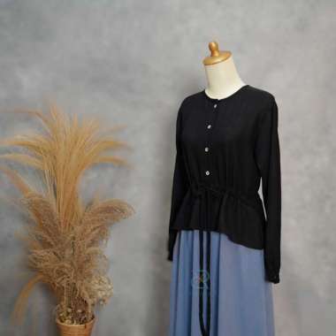 D&R PROJECT - NIRMALA DRESS gamis crinkle airflow premium fashion muslim stylish M NIRMALA BLACK BLU