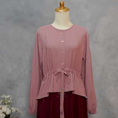 D&R PROJECT - NIRMALA DRESS gamis crinkle airflow premium fashion muslim stylish L NIRMALA DUSTY MAR