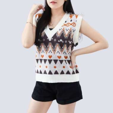 ELYCLOTH | TIARA VEST | VEST / ROMPI RAJUT WANITA PREMIUM KNIT ALL SIZE CREAM