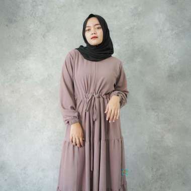 D&R PROJECT _ Acc Lunara Dress || Dress CRINKLE Premium || Gamis MUSLIM WANITA Lunara BROWN S