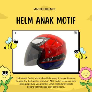 Helm Anak Motif Lucu Helem Bogo Anak-Anak SPIDER RED
