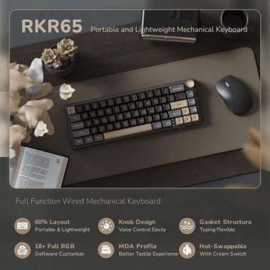 Royal Kludge RK R65 Mechanical Gaming Keyboard 65% Knob Gasket Mount RGB Programmable VIA QMK Brown 