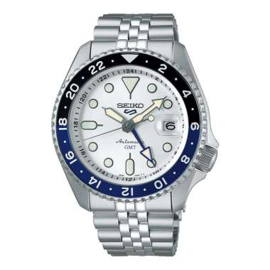 Jam Tangan Pria Seiko 5 Sports SSK033K1 SKX Series Automatic GMT Silver Dial Stainless Steel Strap