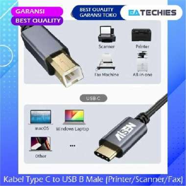 Kabel USB Type C to Printer Scanner B Male Aisen 1.5 Meter 1.5M 1,5M