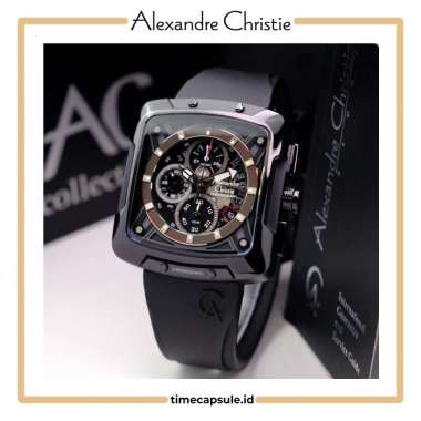 Jam Tangan Pria ALEXANDRE CHRISTIE Original AC 3030 GC BLACK RUBBER