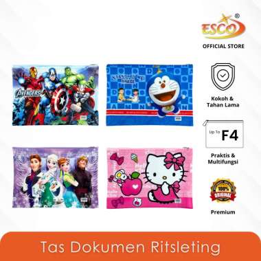 ESCO Tas Dokumen Ritsleting A4 / Mesh Zipper Plastic Pouch Document Bag KM-1000-3 Doraemon