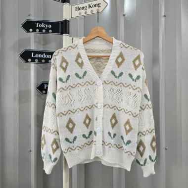 Kiukiu - Sweet Diamond Outer - Outer Rajut Putih Motif - Atasan rajut wanita COKSU