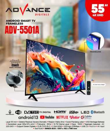 ADVANCE LED SMART TV FRAMELESS ANDROID 55 INCH ADV-5501A / ADV5501A