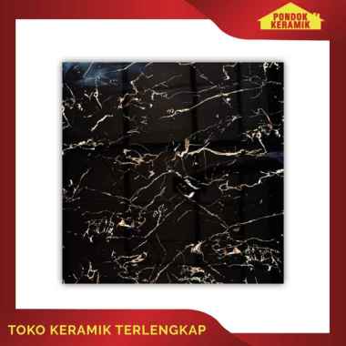 Granit Lantai Ceranosa Marble Glossy 60x60 3609955 Linea Dante Hitam Gold - I