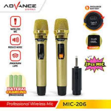 Advance Microphone Mic Isi 2 Double Wireless Professional MIC-206 Battery Recharger MIC 206
