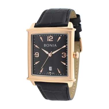 Jam Tangan Bonia Pria 100% Original Black Leather BNB10546-1535