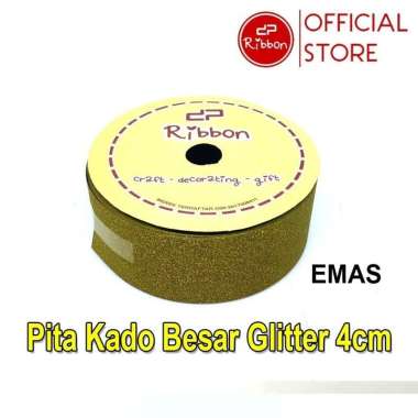 Pita Kado GLITTER 1.5" Pita Jepang 4cm Pita Rol Plastik 38mm RIBBON Kilap Kerlip Metalik Gliter GOLD