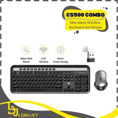 CS500 Combo - Slim Silent Wireless Keyboard and Mouse - Set Keyboard dan Mouse Wireless Black