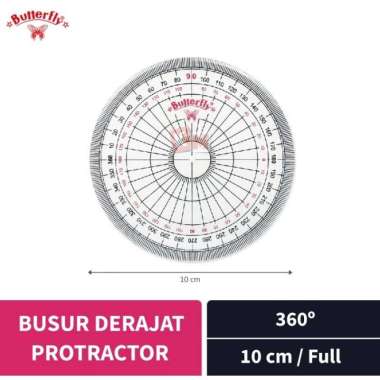 Protractor / Penggaris Busur Derajat Butterfly 360/10 cm Full