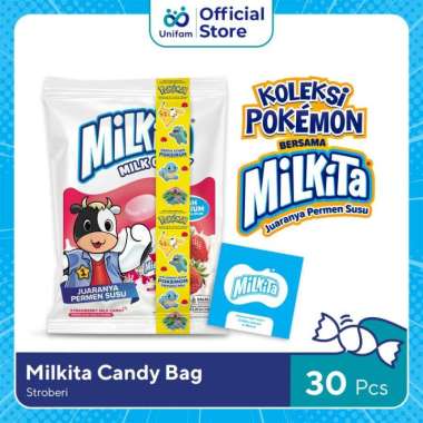 Milkita Permen Susu Strawberry Edisi Pokémon Premium Bag - Milk Candy 1 Bag (Isi 30Pcs) 30 Pcs