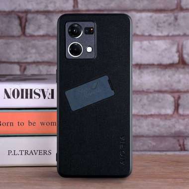 Case Reno 7 4G Case Aioria Textile Cloth Pattern Original Reno7 4G Case Black