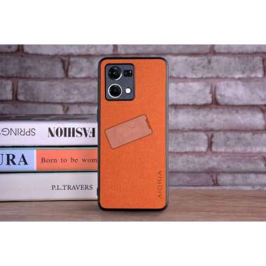 Case Reno 7 4G Case Aioria Textile Cloth Pattern Original Reno7 4G Case Orange