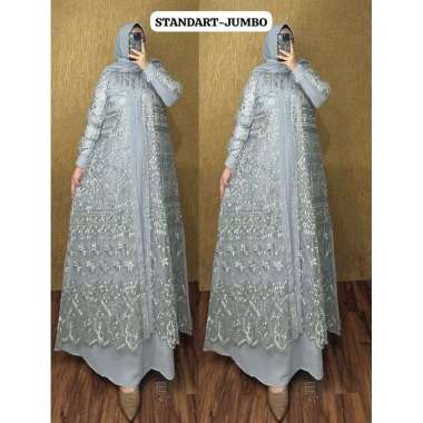 GAMIS PESTA SET HIJAB SERAGAMAN MEWAH BAHAN CERUTY MIX BROKAT TILLE PREMIUM JUMBO STANDAR BESTSELLER