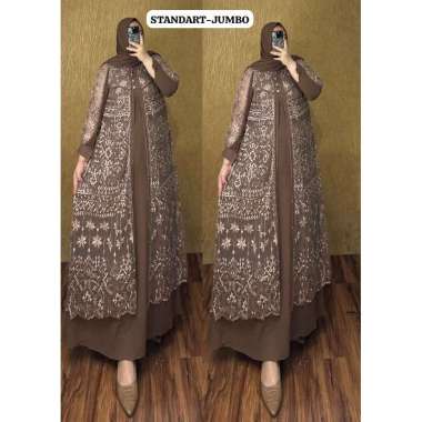 GAMIS PESTA SET HIJAB SERAGAMAN MEWAH BAHAN CERUTY MIX BROKAT TILLE PREMIUM JUMBO STANDAR BESTSELLER