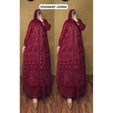 GAMIS PESTA SET HIJAB SERAGAMAN MEWAH BAHAN CERUTY MIX BROKAT TILLE PREMIUM JUMBO STANDAR BESTSELLER