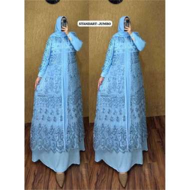 GAMIS PESTA SET HIJAB SERAGAMAN MEWAH BAHAN CERUTY MIX BROKAT TILLE PREMIUM JUMBO STANDAR BESTSELLER