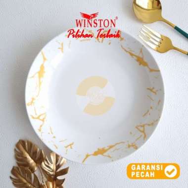 WINSTON 1pcs Piring Buah Keramik 7in Marmer Hijau Piring Cekung Dalam 18cm Marmer Emas