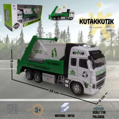 Mainan Anak Diecast Metal Mobil Truk Tangki Air Truk Sampah Garbage Truck Sprinkler Pull Back Truk S