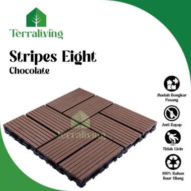 TerraLiving Stripes Eight Chocolate WPC Decking Tiles Lantai Rumah Dekorasi Rumah Estetik Outdoor Lu