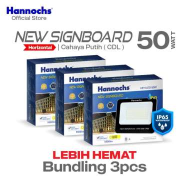 Hannochs Lampu Sorot LED New Signboard HFH 50W Cahaya Putih isi 3pcs (Model Horizontal)