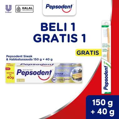 Buy 1 Pepsodent Pasta Gigi Complete 8 Siwak & Habbatussauda [190 g] Free Pepsodent Sikat Gigi Bambu 