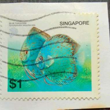 Koleksi Filateli Perangko Singapore Seri Ikan Blue