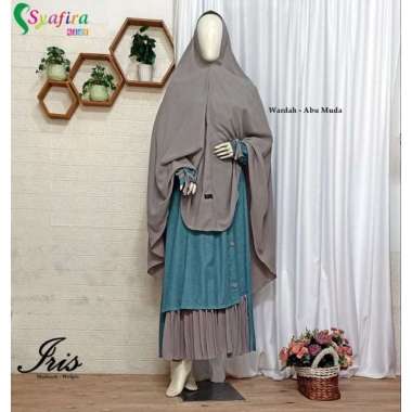 iris Moms by Syafira | Gamis Dewasa Syari | Gamis Katun Madina XL Sage