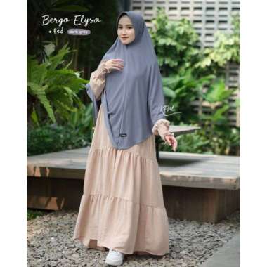 Jilbab bergo dewasa Elysa | Bergo ped | Khumaira syar'i | bergo Jersey ity crepe L Dark grey