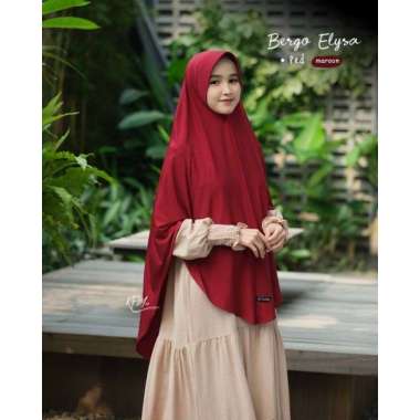 Jilbab bergo dewasa Elysa | Bergo ped | Khumaira syar'i | bergo Jersey ity crepe L Maroon