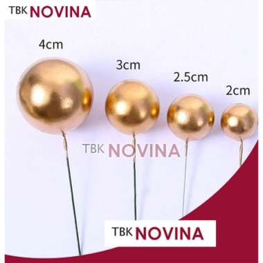 [SET 4pcs] TOPPER BOLA DEKORASI KUE BOLA EMAS