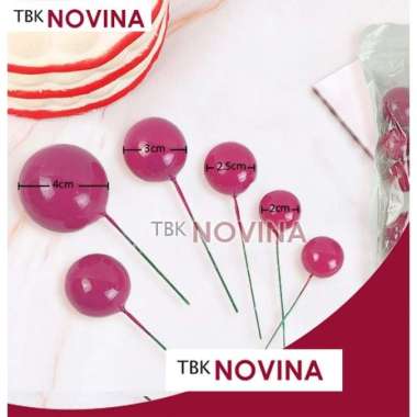 [SET 4pcs] TOPPER BOLA DEKORASI KUE BOLA MAGENTA