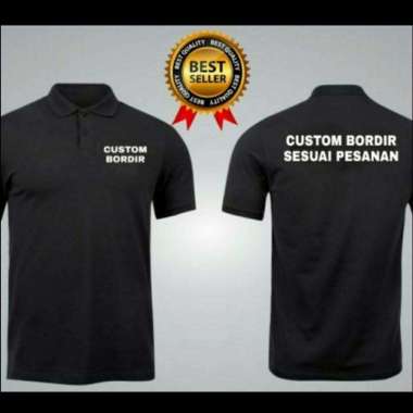 Kaos Polo Shirt Tshirt Baju Kerah Bordir Logo SATU polos Custom sablon XXL Hitam