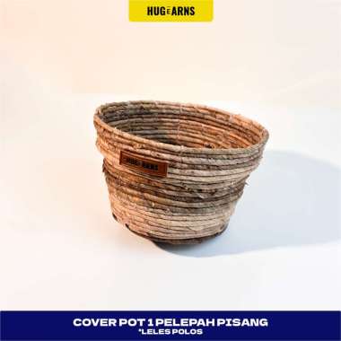 HUGeARNS - Cover Pot 1 Pelepah Pisang Leles Polos / Cover Pot Anyaman / Cover Pot Anyaman Pot / Cove