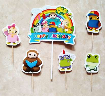 satu set cake topper hiasan kue ulang tahun karakter Didi & Friends