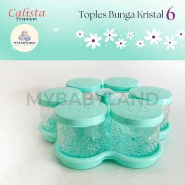 Calista Toples Kristal Enam Bunga | Toples Kue Kering Lebaran 6 Bunga Kristal | Toples SET 6 Calista